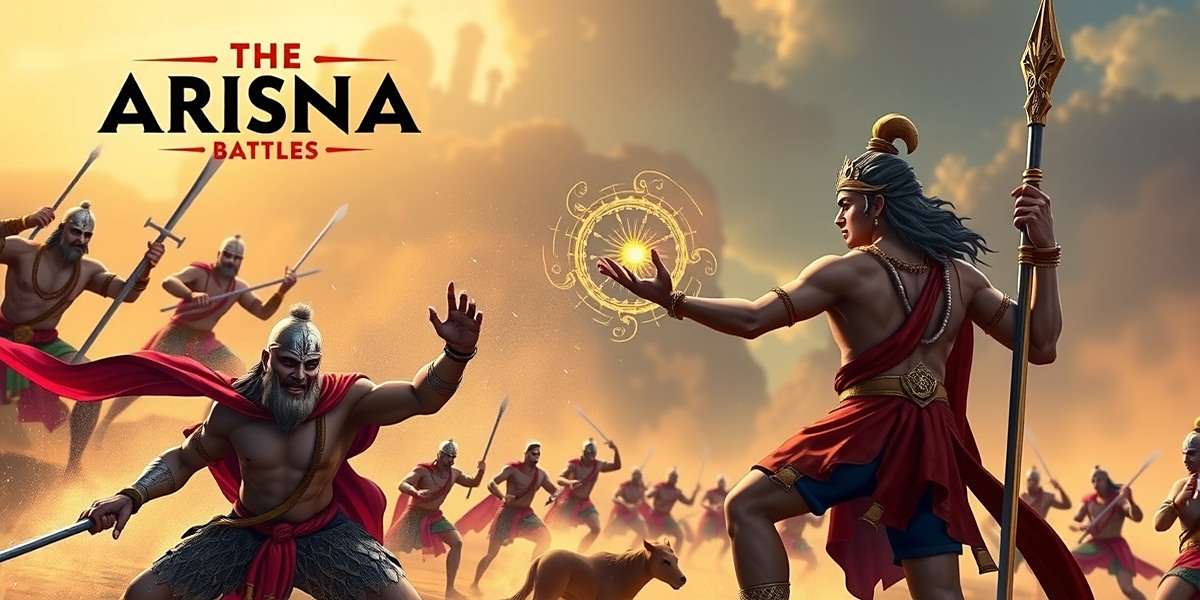 Mahabharata Battle Sim divine intervention showing Krishna giving advice to Arjuna during battle